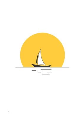 sun with boat 