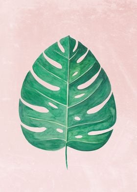 Monstera Painting on Pink