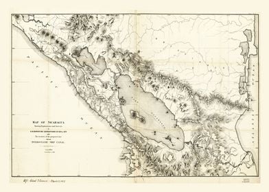 Nicaragua Map circa 1873