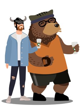 Hipster Barbarian and Bear