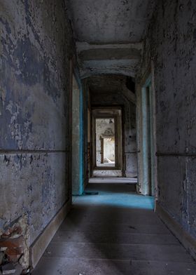 Abandoned hall in a castle