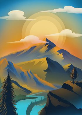 Mountains sunset