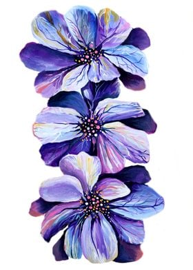 Watercolor Clematis Flower
