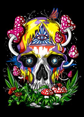 Psychedelic Mushroom Skull