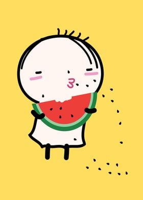 Oniong enjoy  watermelon