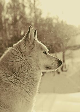 Husky on winter