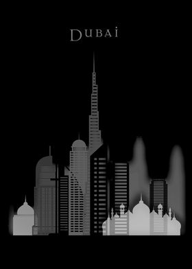 Dubai Black City Skyline