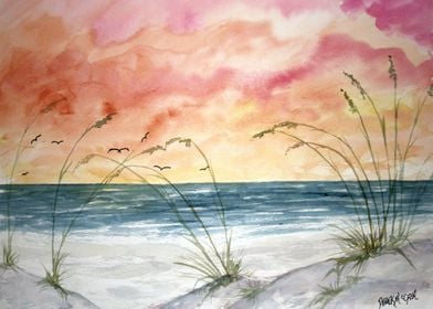 Abstract sunset beach art