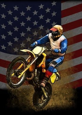 Motocross US Flag