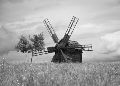 Windmill and tree