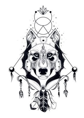 wolf head illustration