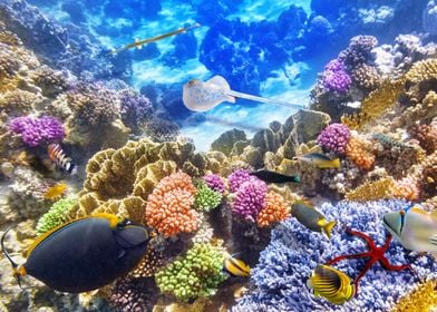 Coral reef with fish