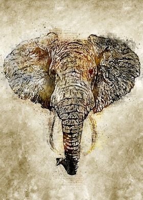 Elephant Vintage Art