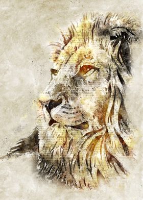 Lion Head Vintage Art