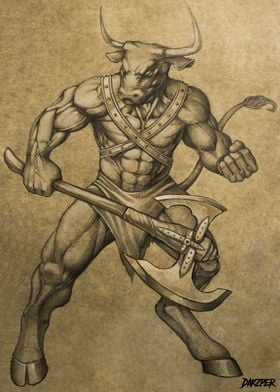 Minotaur Pencil Drawing