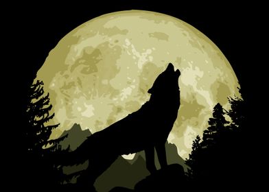 Wolf And Moon