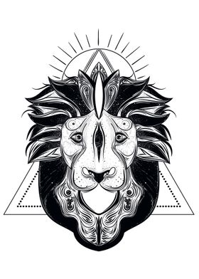 Lion head line art