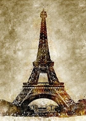 Eiffel Tower Vintage Art