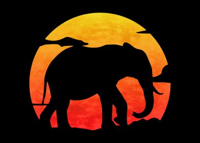 Elephant At Sunset