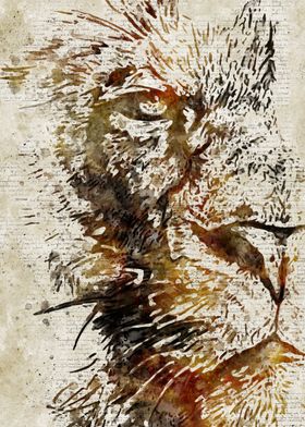 Lion Head Vintage Art