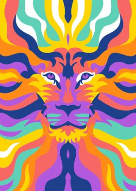 7 Color Pop Art Lion 