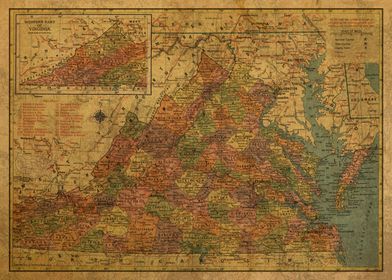 Virginia Map 1958 State