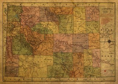 Wyoming Map 1958 State