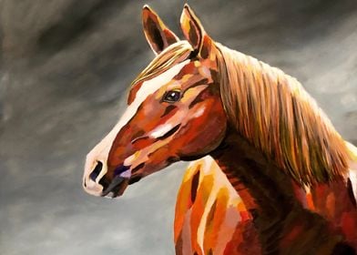 Horse Painting modern rain