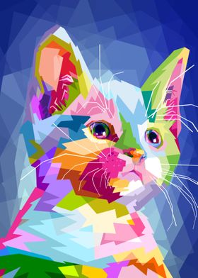 colorful cat on wpap style