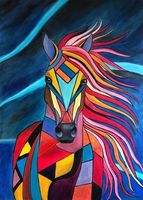 Horse colorful Freedom