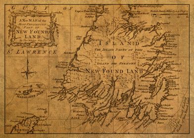 Newfoundland Vintage Map