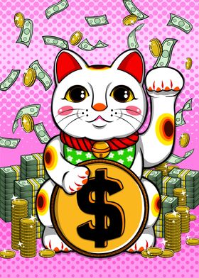 Dollar Maneki Neko Cat