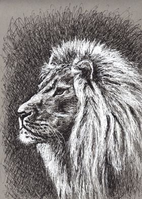 lion scribble art