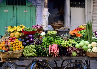 Street market fruit vendor