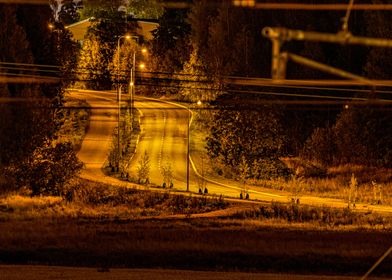 Empty road in the night