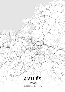 'Aviles Spain' Poster by Designer Map Art | Displate