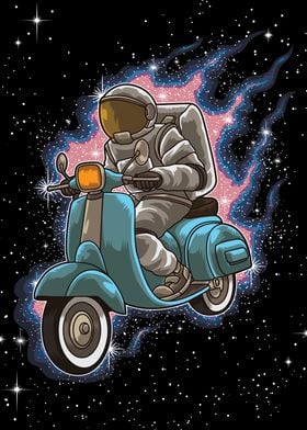 Astronaut Rides Scooter