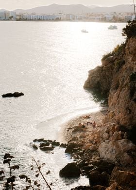 Sun blushed Ibiza seascape
