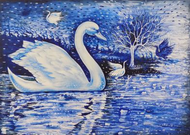 The Swan in Blue Lagoon