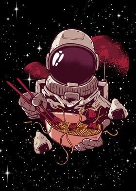 Astronaut eats Ramen