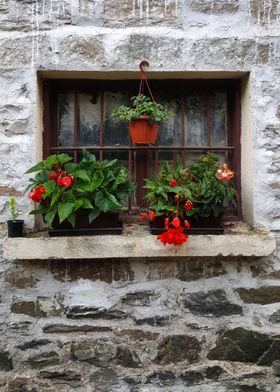 A wooden window on a wall 