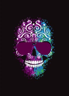 3D skull icon with sunglas