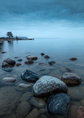 Gloomy evening by the sea