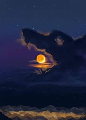 Wolf Cloud Eating The Moon