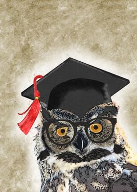 Owl Graduation Watercolor 