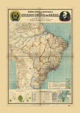 Map of Brazil 1908