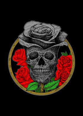 skull head rose color