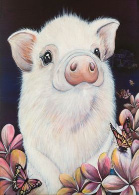 Piglet Among the Flowers