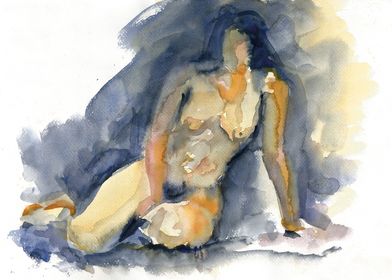 Nude woman watercolor