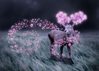 Deer Magical Cherry Flower